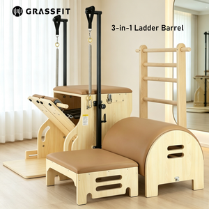 Ensemble combiné réglable en bois d'érable pour Pilates : Ladder Barrel et Wunda Chair, pour la formation en équilibre à domicile et en studio - Product Image 1