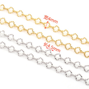 Cadena de acero inoxidable con corazones en relieve, color oro 18k, con retención de color, para la fabricación de pulseras, accesorio de joyería DIY. - Product Image 2