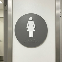 Plaque d'identification de toilettes unisexe en acier inoxydable IP65 résistante aux intempéries avec caractères braille en relief, taille/couleur/design personnalisés, affichage LED