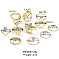 11 pièces/ensemble Vintage creux géométrique rond carré feuille Knuckle anneaux ensemble pour femmes filles métal alliage torsion doigt anneau ensemble