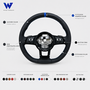 Volante de Cuero de Ajuste Directo para Volkswagen Jetta 2.0, Golf GTI TDI, <span class=keywords><strong>Polo</strong></span> 1.8, <span class=keywords><strong>Polo</strong></span> 1.6, Golf Variant, <span class=keywords><strong>Polo</strong></span> 1.2, Passat CC, Golf SDI - Product Image 2