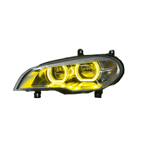 Pièces automobiles SJC pour BMW X5 E70 2008-2013, phare jaune et blanc DRL, double couleur, yeux d'ange, système d'éclairage de phare entièrement LED