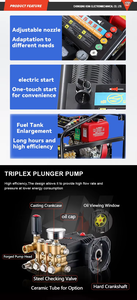 Idropulitrice Commerciale 350Bar 5075PSI 18LPM 5.5kw Diesel, Attrezzatura per Lavaggio Auto ad Alta Pressione, Pulitore a Getto per Fognature - Product Image 4