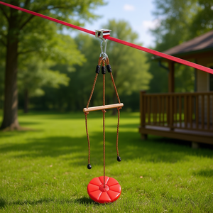 ชุดซิปไลน์ 65 ฟุต ไนลอน ของเล่นกีฬากลางแจ้งสำหรับเด็กและผู้ใหญ่ รับน้ำหนักได้ 500 ปอนด์ ติดตั้งง่าย - Product Image 2