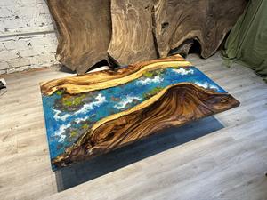 Mesa de Centro Decorativa de Madera Sólida de Lujo con Resina Epoxi, Precio Económico, Color Personalizable - Product Image 3