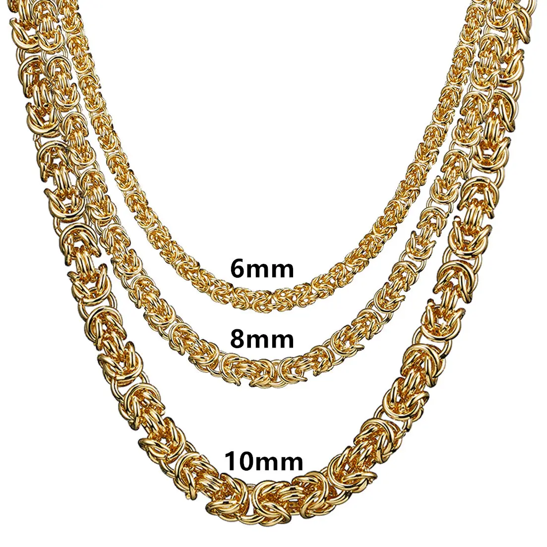 Fashion Personality 316L Stainless steel 18K Handcrafted Necklace Byzantine Centipede Chain Gold Necklace for Men