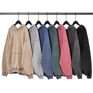 H5464 Wholesale Custom High Quality 420 Gsm 100% Cotton Boxy Fit Hoodies Acid Washed Hoodies for Men - Product Image 1