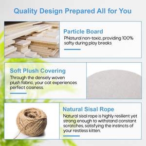 Tongkat goresan kucing 54in Beige pohon kucing Multi-level tahan lama menggaruk Post nyaman Platform Kondominium menyenangkan bermain rumah untuk kucing dalam ruangan - Product Image 6