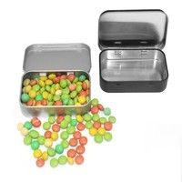 Boîte en métal rectangulaire personnalisée avec couvercle à charnière 95*60*20mm, boîte à bonbons, boîte cadeau, boîte en métal blanc, noir, argent pour l'emballage alimentaire