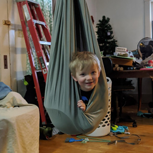 Children's Elastic <b>Hammock</b> Swing Chair Blue <b>Indoor</b> Outdoor Playhouse Hanging Seat 50kg Load Capacity Modern Design - Product Image 3