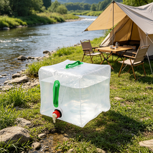 Bouteille d'eau transparente en PVC de grande capacité 20L, seau pliable carré pour le camping, stockage d'eau - Product Image 2