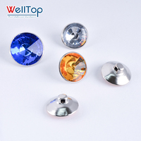 WELLTOP Aksesori mebel, perangkat keras kaca kristal warna-warni dekorasi tombol jahit Sofa DIY