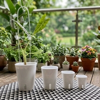 Ensemble de pots à fleurs de haute qualité de plusieurs tailles, en plastique, avec système d'auto-arrosage et pot intérieur transparent pour plantes