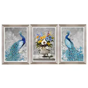 E WECIAL Porcelain plate painting ceramic living room decoration mural European hanging picture auspicious peacock