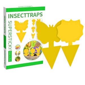 Piège à insectes collant imperméable pour plantes d'intérieur, autocollant double face jaune/bleu/noir en forme de papillon, accessoires de jardinage - Product Image 1