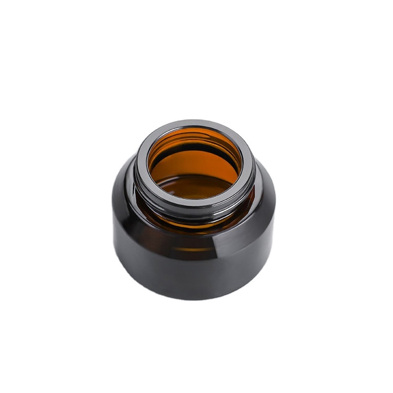 15g 30g 50g cosmetic container facial cream jars amber glass jar with gold metal aluminum lids black caps in stock