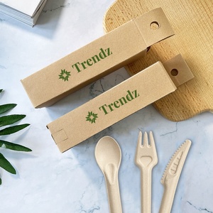 Trendz mới đến cấp thực phẩm phân hủy sinh học giấy ngã ba dao muỗng dùng một lần bã mía dao kéo cho takeout du lịch cắm trại dã ngoại - Product Image 2