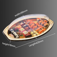 Boîte d'emballage alimentaire ovale transparente en PET/PVC biodégradable et recyclable, dorée, personnalisable en gros pour gâteaux, pains et sushis