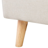 Meubles de chambre à coucher, cadre de lit capitonné beige avec tête de lit et pied de lit hauts, tête de lit capitonnée, base de lit en tissu lin