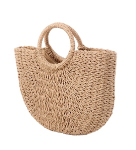 Fashion Handmade Half-Round Woven <b>Straw</b> Customizable Summer Women Messenger <b>Crossbody</b> Small Beach <b>Bag</b> RTS Bulk Mixed Order - Product Image 2