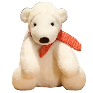 Fabbrica fatta a mano su misura di peluche orso polare di peluche peluche orsacchiotto peluche bambola giocattolo con sciarpa per regalo promozionale