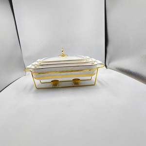 Plat de cuisson créatif en céramique <span class=keywords><strong>rectangulaire</strong></span> nordique à double poignée, avec support pour <span class=keywords><strong>pot</strong></span> à soupe à chauffage lent, idéal pour hôtels modernes et chauffage à bougie - Product Image 5