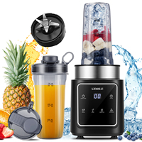 Mixeur Blender Noir 1200W Compact pour la Cuisine, Appareil Électroménager 2024 pour Smoothies et Jus de Fruits