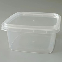 Boîte en plastique PP de 1000 ml avec logo personnalisé pour l'emballage de confiture, conteneur carré transparent de 1 L pour crème glacée avec couvercle