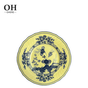 سلسلة الأزالية من السيراميك الأصفر من السيراميك من الطراز العتيق المطبوع بالأزهار طبق تزيين لحفل الزفاف - Product Image 4