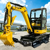 Mini-excavatrice compacte sur chenilles pour travaux de fondation, avec cabine, moteur diesel, homologuée CE, contrepoids arrière, conception de cabine large, prix bas