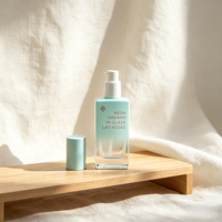 Flacon pompe vide élégant en verre pour fond de teint, surface lisse, rechargeable, solution d'emballage pour marques de beauté