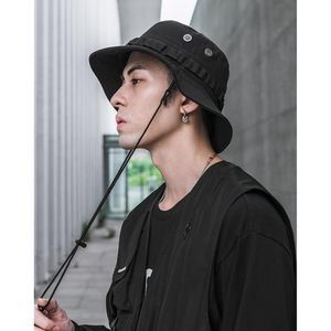 Sombrero de Pescador Negro para Hombre FOXA, 100% Lona de Algodón, Estilo Casual con Cordones - Product Image 3
