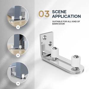 Puerta <span class=keywords><strong>corredera</strong></span> ajustable para Granero, guía de suelo inferior, cromo cepillado, rodamientos de bolas de montaje en pared, accesorios de ventana de puerta plana al ras - Product Image 6