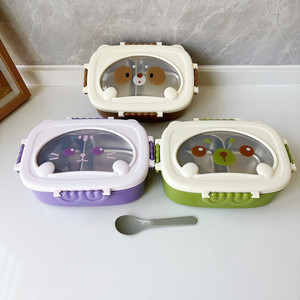 Boîte à lunch en acier inoxydable avec couverts, boîte bento compartimentée, boîte à lunch isotherme et chauffante à double couche - Product Image 1