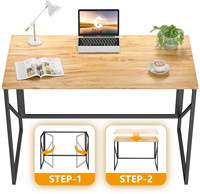Table d'étude murale pliable en métal avec surface en bois, bureau d'ordinateur compact pour petits espaces