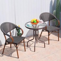 Table et chaises de loisirs pour balcon d'extérieur Chaises en rotin pour café d'extérieur Chaise de détente