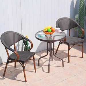 Balcone all'aperto per il tempo libero <span class=keywords><strong>tavolo</strong></span> e sedie per la caffetteria all'aperto sedie in Rattan sedia rilassante - Product Image 4