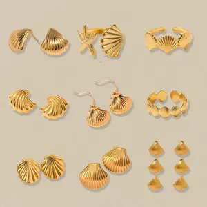 Designer Earrings Stainless Steel Ocean Shell Earrings Summer Beach Sea Waterproof Non Tarnish Earrings Wholesale