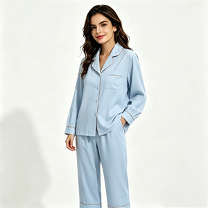 Ensemble de détente en coton biologique pour femmes, tricoté, doux et lisse, <span class=keywords><strong>haut</strong></span> à <span class=keywords><strong>manches</strong></span> <span class=keywords><strong>longues</strong></span>, débardeur, cardigan, short, <span class=keywords><strong>pyjama</strong></span> toutes saisons - Product Image 2
