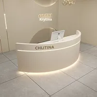 Bureau de réception minimaliste moderne avec rangement pour salon de beauté, magasin de vêtements, bar, hôtel - Arc arrondi