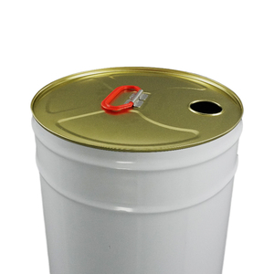 Seau en métal rond de 20 L (5 gallons) blanc vide d'usine avec couvercle fermé et poignée en plastique - Product Image 5