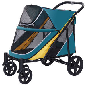 Poussette pour chien en tissu Oxford 600D, très vendue, grande poussette de voyage pliable et portable pour animaux de compagnie, style tendance, transparente, pour grands chiens et chats - Product Image 2