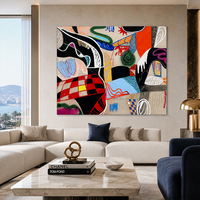 Peinture à l'huile abstraite sur toile, art coloré, dessin symbolique, toile de lin couleur chair, taille personnalisée, provenant d'une usine de peinture en gros