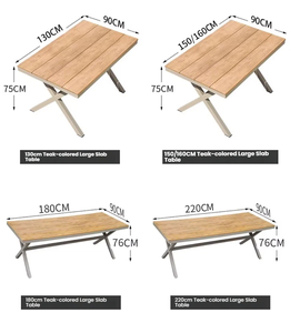 Ensemble de salle à manger de patio Loran moderne et durable pour l'extérieur, plateau de table en bois composite, cadre en aluminium, chaises en rotin, coussins en tissu, 6 pièces - Product Image 6