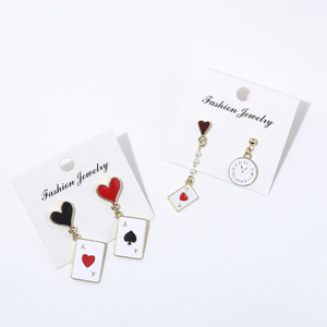 Modische kreative Spielkarten Herzform Ohrring Ace of Hearts Poker Frauen Tropfen Ohrringe Holiday Party Girl Schmuck Geschenk - Product Image 3