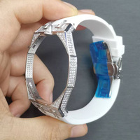 Correa de Metal con Diamantes de Acero Inoxidable para Reloj ap Royal pop, Correa de Goma para Reloj ap Royal pop