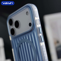 Étui de téléphone magnétique ondulé antichoc VAWI B170 en gros pour iPhone 13/14/15/16/17 Pro Max, coque rigide en PC