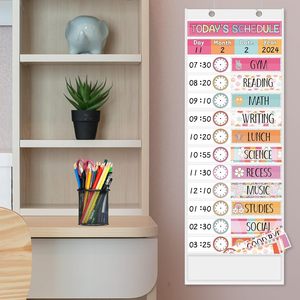 Tabla de Horarios Diarios de Bolsillo, 13x35.5 Pulgadas, Estilo Boho, Tablero Visual de Gestión del Tiempo con 24 Tarjetas para el Regreso a Clases - Product Image 5