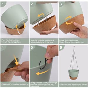 8 Inch 2 Stuks Zelfbesproeiing Hangende Plantenbakken Met Drainagegaten En Ketting, Hangende Plantenbak Voor Kamerplanten - Product Image 3