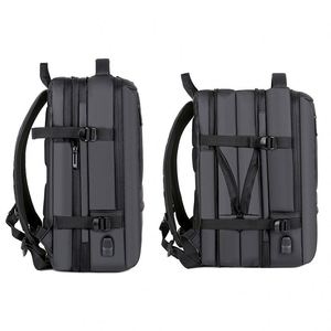 Sac à dos pour ordinateur portable de travail de bureau pour femmes noires personnalisé, sac à roulettes extensible avec chargeur USB, sac de voyage pour hommes - Product Image 3